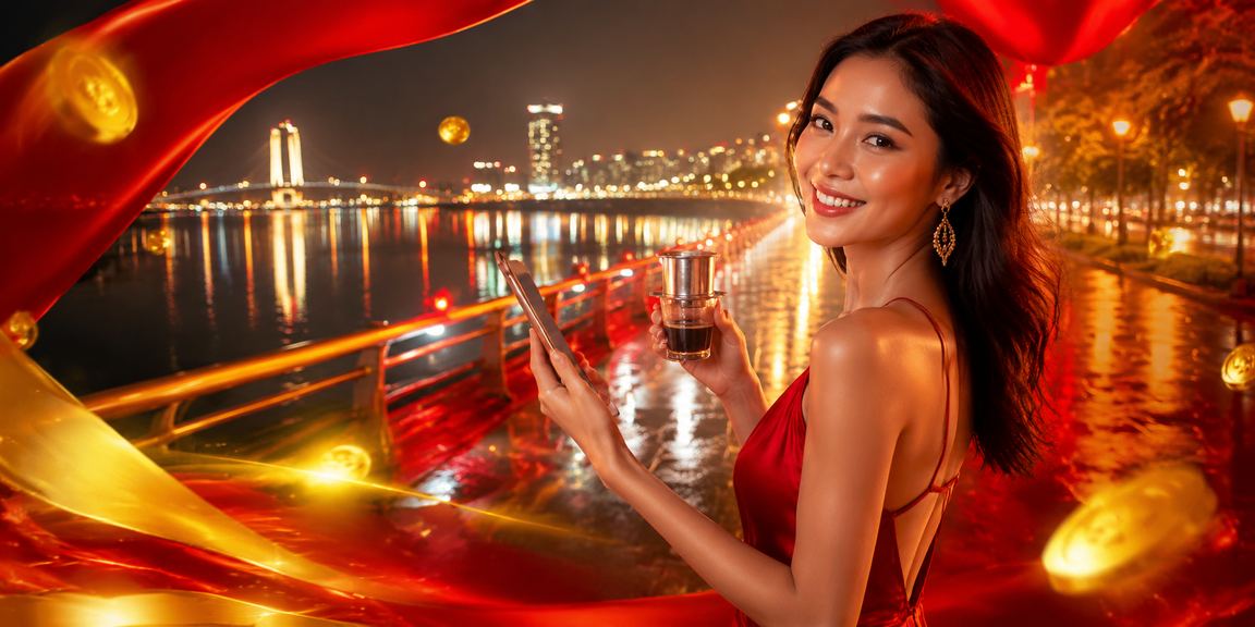 Người dùng Đà Nẵng chơi casino trên điện thoại bên ly cà phê