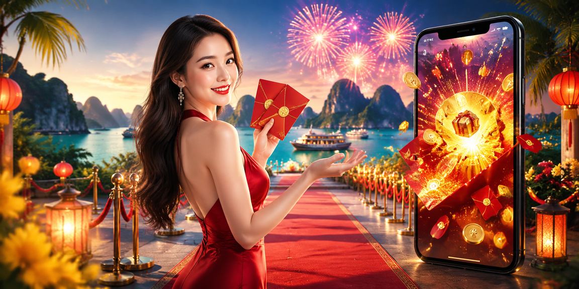 Phong bì đỏ may mắn tại Hạ Long Bay trong mùa lễ hội